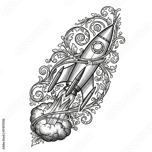 Rocket launching with floral decoration
