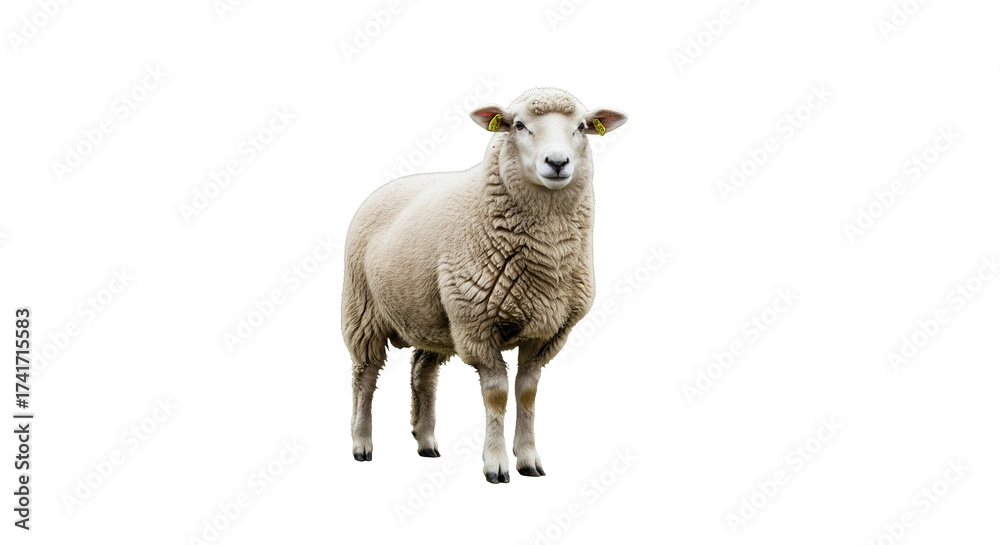 Fototapeta premium A solitary sheep on white background