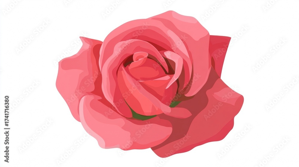 Fototapeta premium A beautiful single pink rose blossom isolated on a white background is a symbol of romance and love