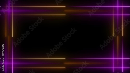 Wallpaper Mural Electric Neon Purple and Orange Rectangular Frame with Glowing Geometric Edges border light Torontodigital.ca