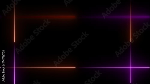 Wallpaper Mural Vibrant Neon Frame with Purple and Orange Glowing Lines on Black Background border abstract Torontodigital.ca