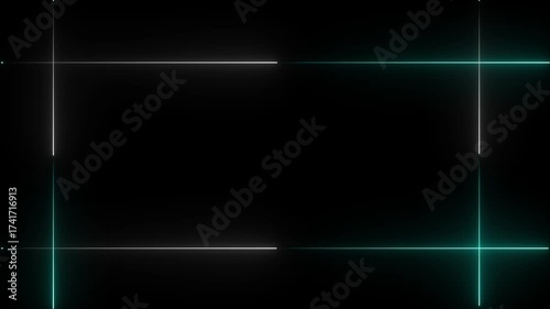 Wallpaper Mural Geometric Neon Border with Teal and White Glowing Lines on Black Background frame Torontodigital.ca