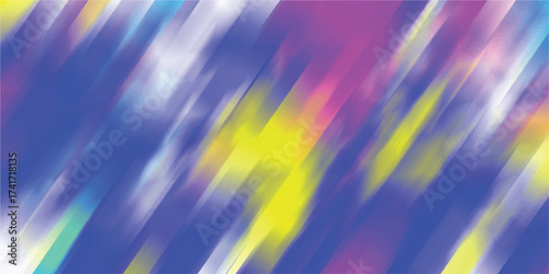 Vibrant abstract diagonal brush strokes in blue yellow pink and white create a lively and colorful energetic background for creative design projects