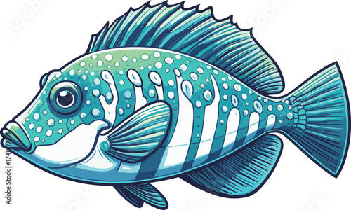 青い魚のイラスト