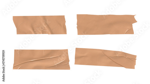 Wallpaper Mural Set of realistic brown packing tape strips. A collection of wrinkled, creased, and torn adhesive tape pieces isolated for design projects.
 Torontodigital.ca