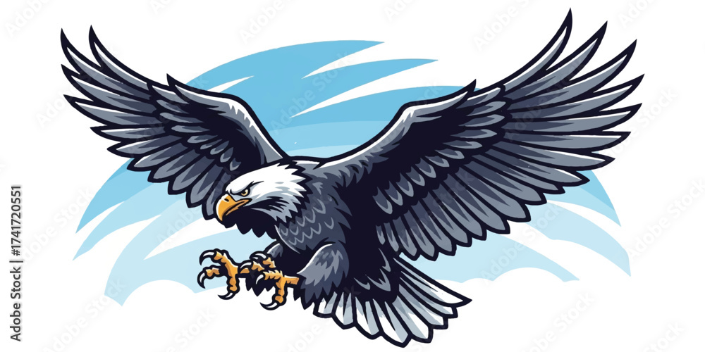 Fototapeta premium Majestic Eagle in Flight with Clean Lines and Gradient Colors