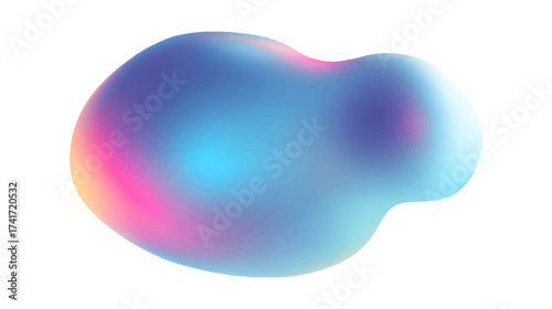 A smooth, abstract shape with a gradient of blue and pink colors, creating a soft and fluid appearance isolated on white background