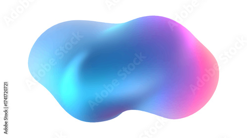 A smooth, abstract shape with a gradient of blue and pink colors, creating a soft and fluid appearance isolated on white background