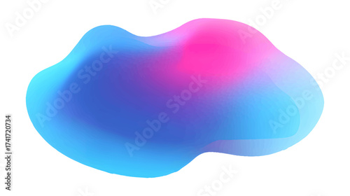 A smooth, abstract shape with a gradient of blue and pink colors, creating a soft and fluid appearance isolated on white background