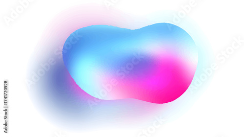 A smooth, abstract shape with a gradient of blue and pink colors, creating a soft and fluid appearance isolated on white background