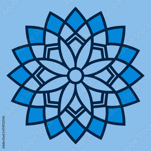 Blue Mandala Flower Geometric Vector