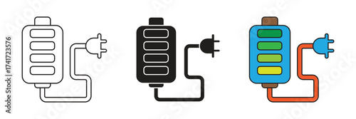Natural technology rechargeable battery vector set icon. Rechargeable battery technology vector icon simple flat design.