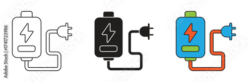 Natural technology rechargeable battery vector set icon. Rechargeable battery technology vector icon simple flat design.
