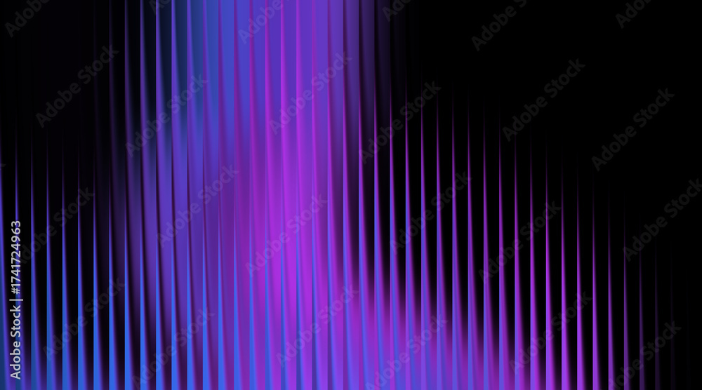 Fototapeta premium Abstract Vertical Lines, Gradient Purple and Blue Stripes on Black Background Texture