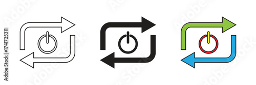 Power on-off cycle icon set. Power on-off cycle vector flat design.