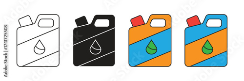 Icon set of bottled oil containers. Bottled oil container vector flat design.