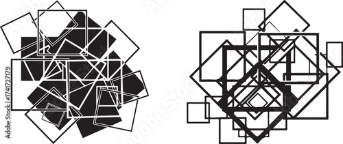 Abstract Black and White Geometric Pattern with Overlapping Squares