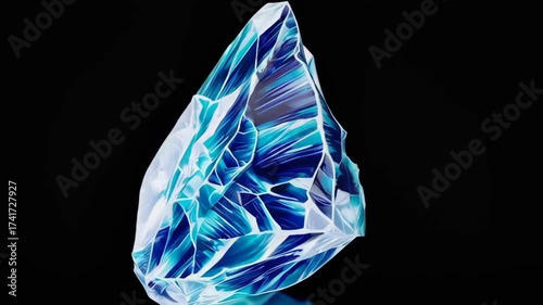 Single Ice Cube Shining Coldly in Darkness