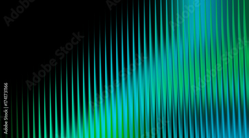 Colorful Vertical Stripes, Abstract Green Blue Gradient Lines Texture With Black Background