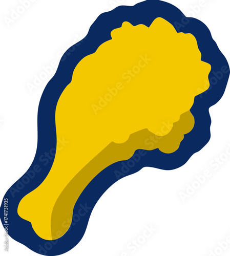 Golden chicken drumstick icon representing fried snack, meal, and tasty food