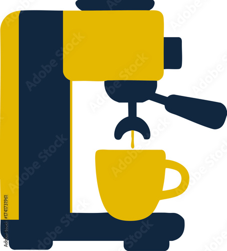 Modern espresso coffee machine brewing cup icon for cafe and kitchen use
