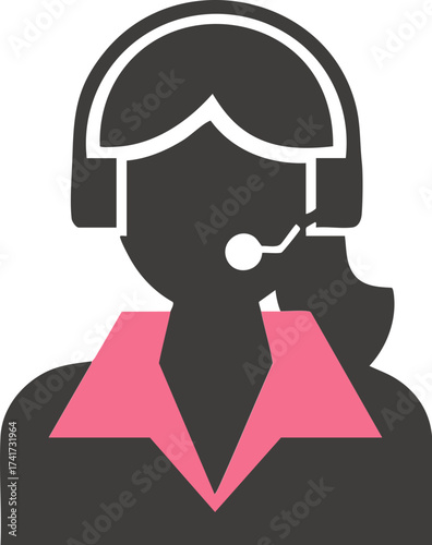 Customer support operator with headset mic in professional profile icon