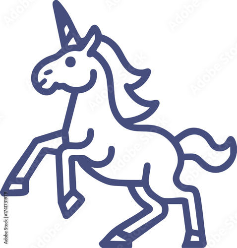 Dynamic unicorn outline rearing pose highlighting fantasy magic creature