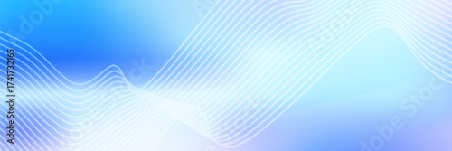 Abstract blue gradient background with shining lines waves. Minimalist background for banner, poster, cover, brochure, flyer, website