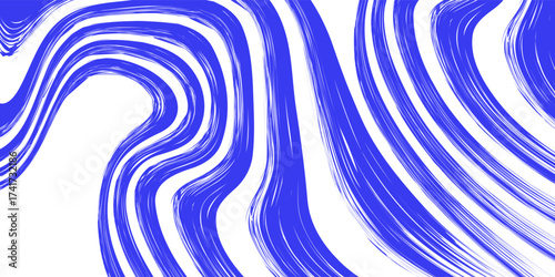 Blue Wavy Lines Abstract Background in Trendy Retro Psychedelic Style. Twisted, Swirled, and Distorted Vector Texture Pattern