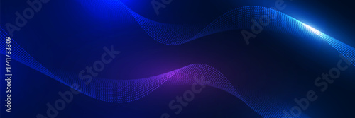 Dynamic particles sound wave flowing over dark. 3d particles mesh array wave, sound flowing. Beautiful 3d wave shaped array of shining blended points. Futuristic Digital technology.