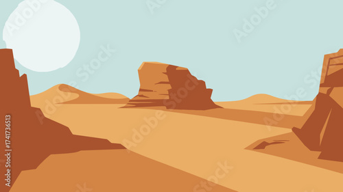 Desert Landscape with Rock Formations and Sand Swirls arid