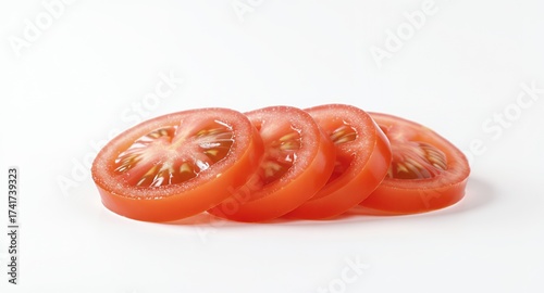 Slices of Fresh Tomato on White Background