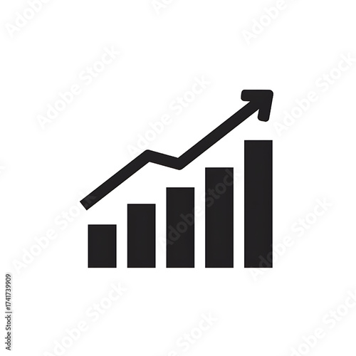 Business graph with arrow going up showing financial growth and success