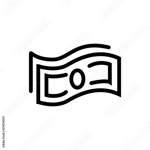 A simple black and white outline illustration of a banknote, symbolizing money and finance