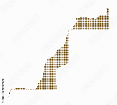 Western Sahara dotted map. Digital style map of the country on white background. Western Sahara shape with circle dots. Colored dots style. Small size circles. Stylish vector illustration.