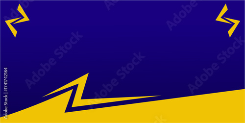 Abstract Geometric Design with Yellow Lightning Bolts on Blue Background