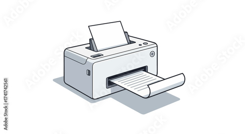 Modern Office Printer Printing Document with Paper Output