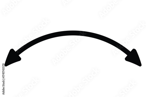 Double Sided wave curved long Arrow icon, two sided wave long arrow icon, double curved arrow icon, vector illustration.