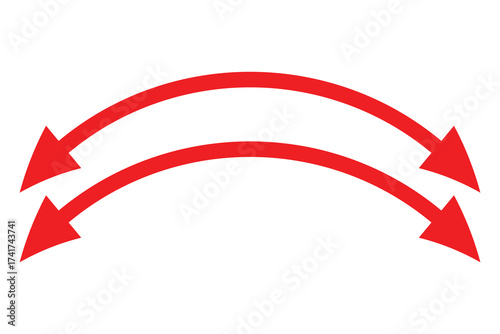 Double Sided wave curved long Arrow icon, two sided wave long arrow icon, double curved arrow icon, vector illustration.