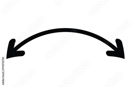 Double Sided wave curved long Arrow icon, two sided wave long arrow icon, double curved arrow icon, vector illustration.