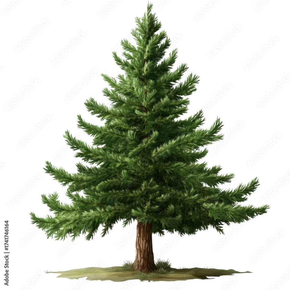 Fototapeta premium AI Image A solitary evergreen, a towering tree with lush green needles against a void backdrop