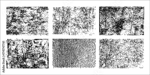 Set of distressed grunge textures including splatter, noise, and rough overlays for background design, photo effects, retro edits, or layout decoration