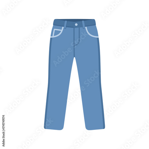Blue denim jeans with seams and pocket