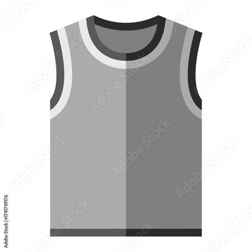 Gray sleeveless shirt with white collar trim