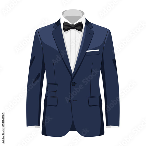 Blue Suit with White Shirt and Bow Tie