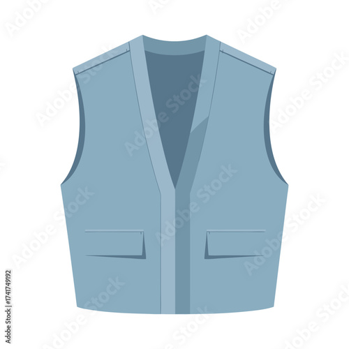 Light blue sleeveless vest with pockets