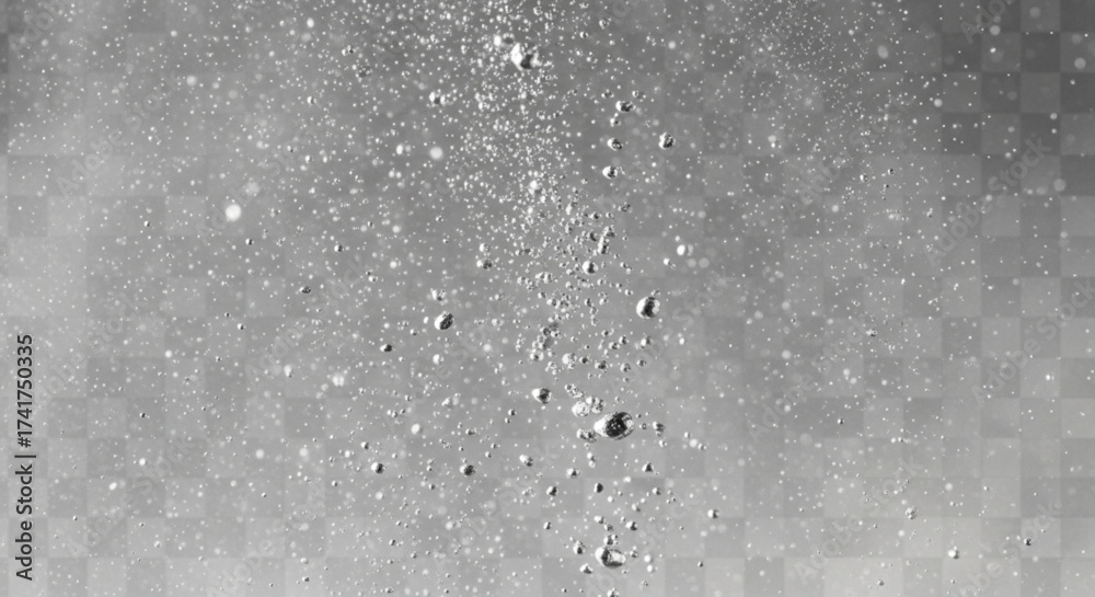 Obraz premium A captivating abstract photograph of water, showcasing the elegance of bubbles against a grey backdrop, giving sense of mystery and subtle movement. vector png illustration