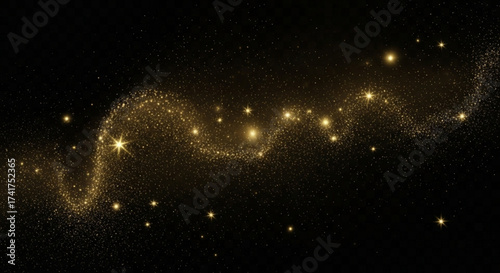 An ethereal stream of shimmering, golden particles winds its way across a deep, inky backdrop. evoking a sense of cosmic wonder, vector png illustration
