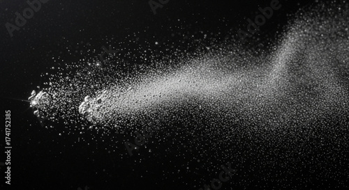 An artistic display of a cloud of white powder, captured against a stark black backdrop. vector png illustration