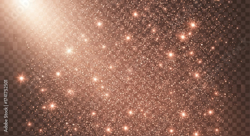A celestial display of bronze glowing particles, vector png illustration, transparent background